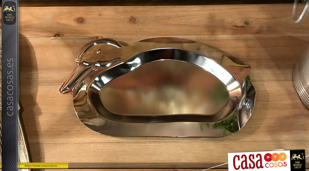 Bandeja de acero inoxidable con forma de pato con acabado cromado, accesorio de cocina y vajilla, estilo retro, 28cm