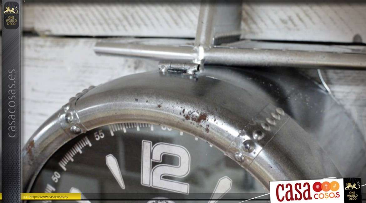 Reloj de avión plateado con efecto de metal antiguo (envergadura 2 metros)