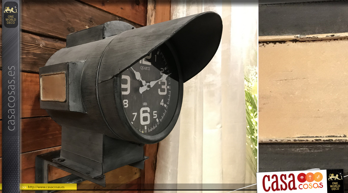 Gran reloj de estilo industrial de metal gris envejecido, 41 cm