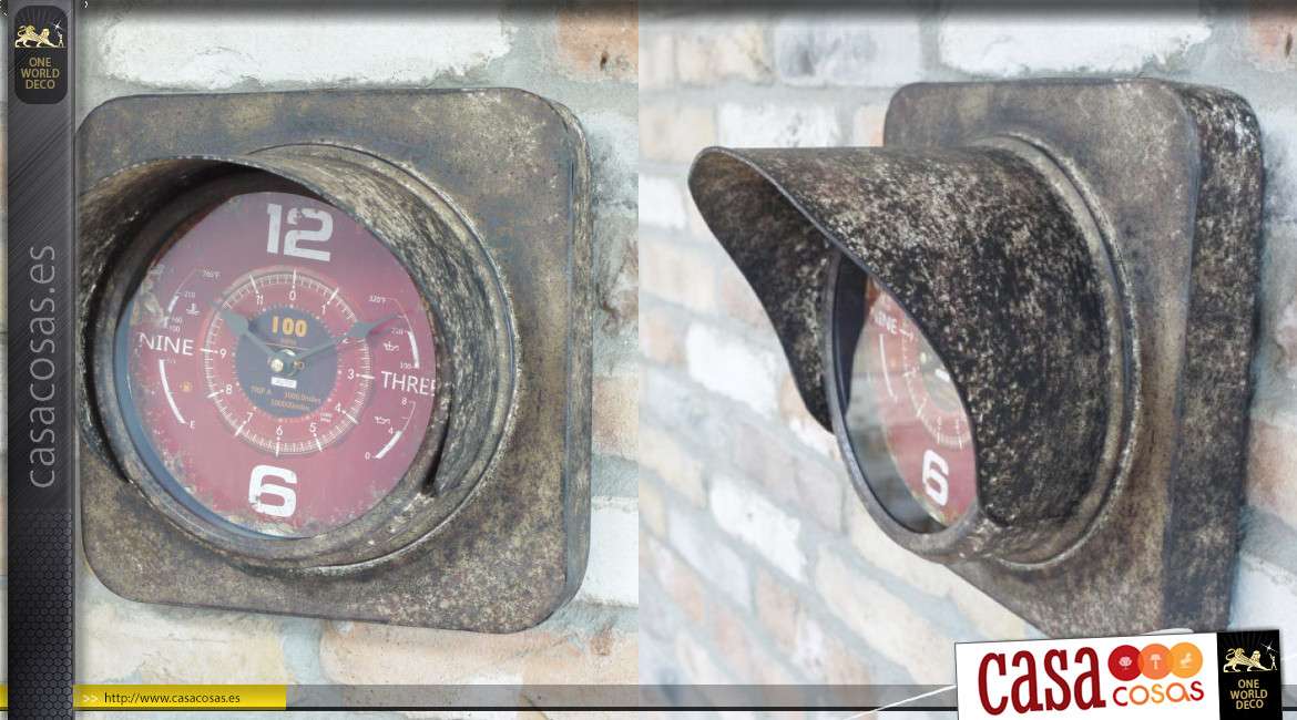 Reloj auxiliar de metal con acabado oxidado, modelo de pared de nanómetros de estilo antiguo 29cm