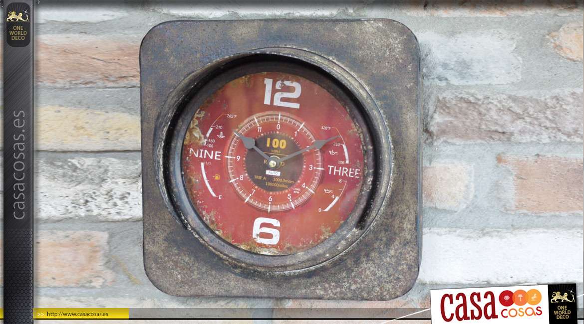 Reloj auxiliar de metal con acabado oxidado, modelo de pared de nanómetros de estilo antiguo 29cm