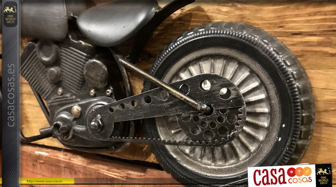 Reloj de mesa con forma de moto gris estilo retro, 44cm