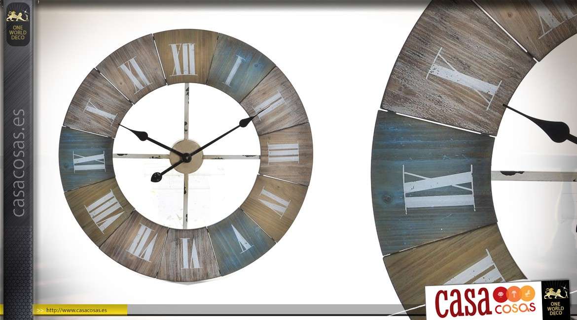 Reloj de pared en madera y metal Ø60 - Un verano en La Baule
