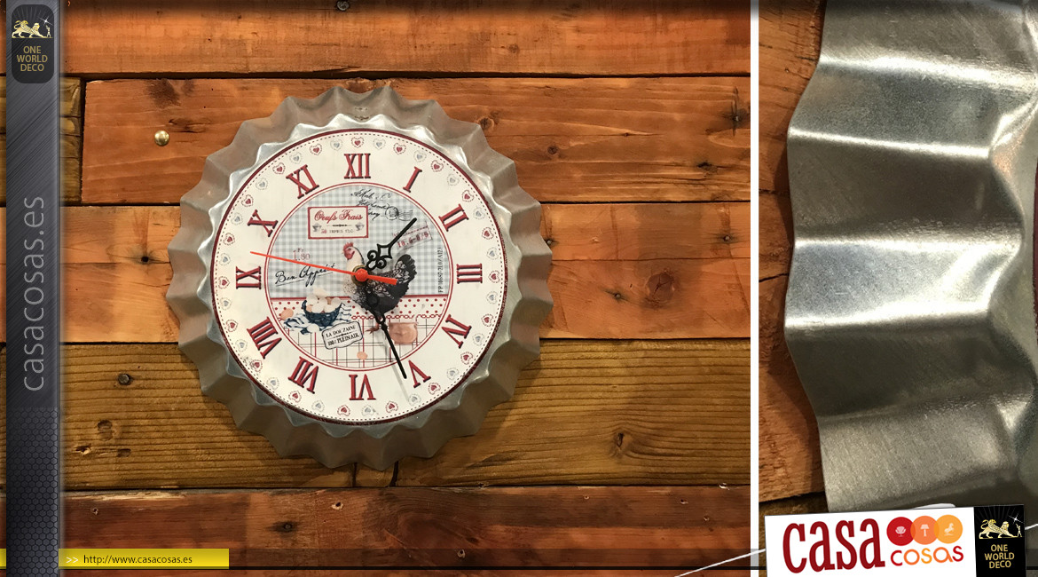 Reloj retro de acero galvanizado con efecto de cápsula de estilo country