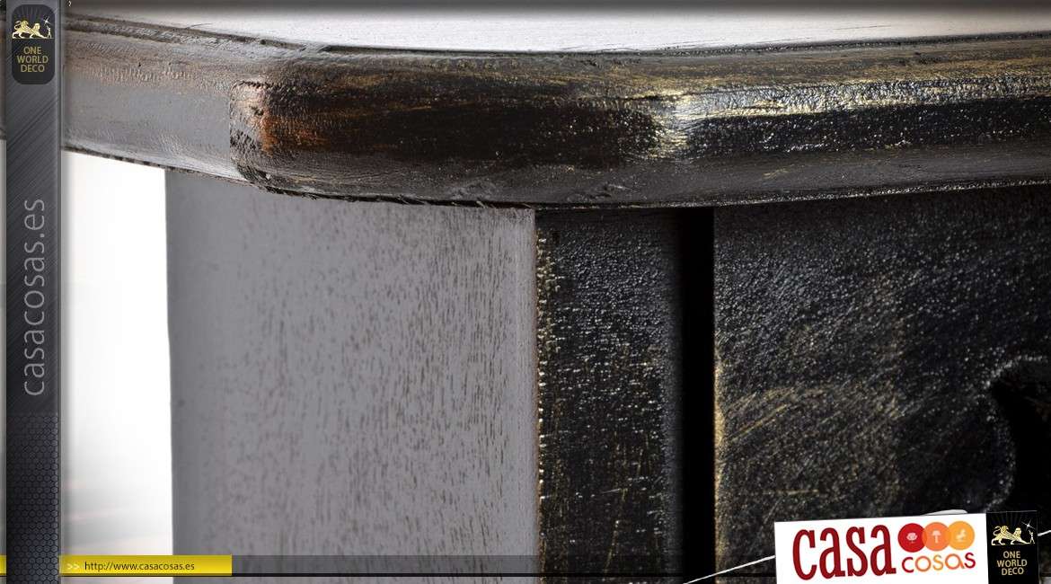 Revestimiento de chimenea de madera de abeto envejecido pátina negra envejecida 130 cm