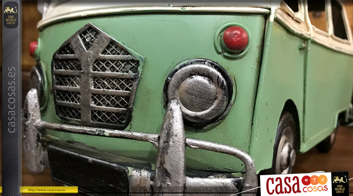 Serie de dos miniaturas de metal, furgonetas viejas, acabado antiguo, estilo retro, 28cm
