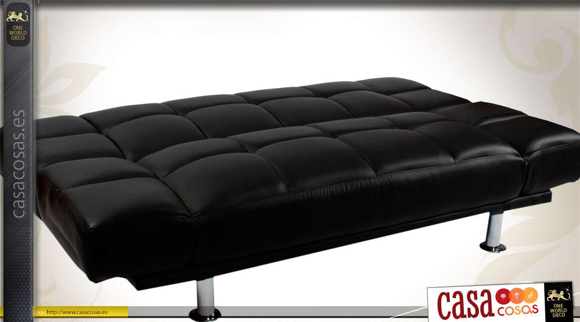 Sofá de polipiel negro estilo vintage Art Deco