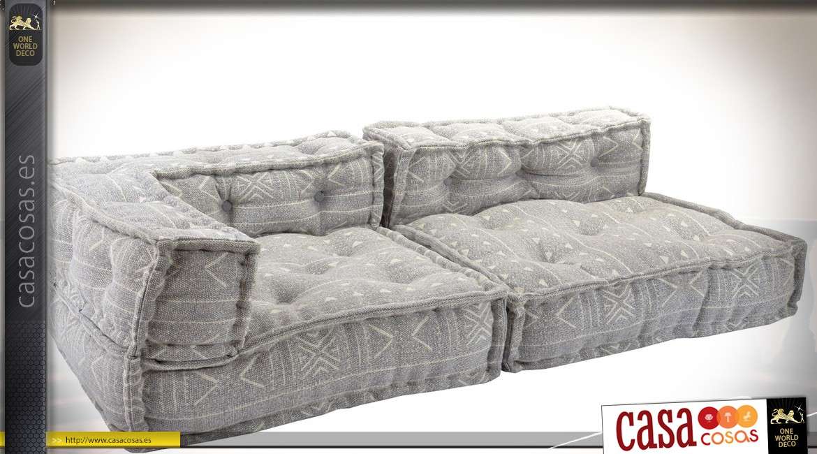 Sofá de lona de tela gris claro estilo boho 80 cm