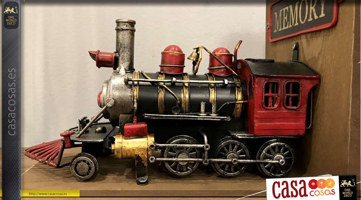 Pareja de sujetalibros de madera y metal en forma de locomotora, tema tren, 22cm