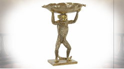 Vacio bolsillo de resina en forma de mono con hoja bandeja, acabado oro envejecido, 34cm