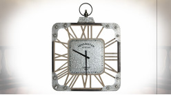 Reloj de estilo bolsillo de cristal y metal, acabado efecto industrial, 81 cm