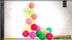 Guirnalda 20 bolas de algodón multicolor. LED 150 cm Ø 6 cm