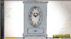 Reloj de mesa de metal patinado antiguo gris vintage