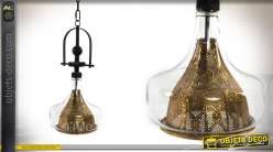 Lámpara de techo moderna de metal dorado y cristal de 54 cm