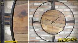 Reloj gigante de madera y metal en estilo retro y rústico Ø 110 cm.