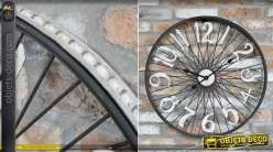 Reloj en forma de rueda de bicicleta vieja oxidada estilo industrial Ø 68 cm