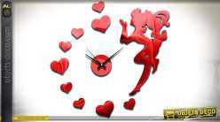 Reloj pegatina 11 elementos para pegar, tema de hadas de color rojo brillante y corazones