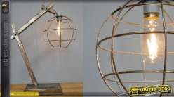 Lámpara decorativa de metal, pátina efecto envejecido, pantalla esférica, LED 52cm