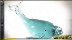 Representación en vidrio de una ballena azul y translúcida, atmósfera de cristal de Murano, 19cm