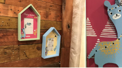 Conjunto de 2 marcos de fotos con forma de casita y motivos de llamas, ambiente de habitación infantil, 30cm