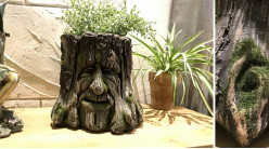 Macetero tronco de arbol espíritu cuentos y mágia, de resina, Ø28cm
