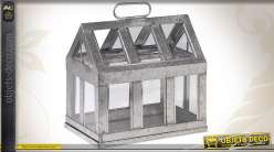 Mini invernadero de casa hecho de zinc y vidrio