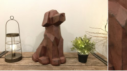 Representación de un perro en versión origami, acabado marrón envejecido, para exterior, 50cm de altura