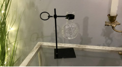 Jarrón con forma de globo de metal, espíritu accesorio de farmacia, estructura de metal negro carbón, 22cm