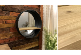 Espejo redondo grande Ø 80 cm de madera y metal