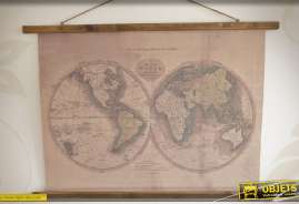 Mapa del mundo antiguo en el marco de madera para colgar 106 cm