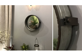 Espejo redondo de metal galvanizado gris de estilo industrial Ø 40 cm
