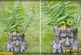 Jardinera cuentos y espíritu mágico, de resina forma de tronco de arbol Ø 28 cm