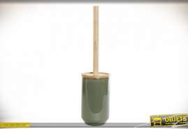 Accesorio de baño de gres y bambú, cepillo sanitario, 43cm