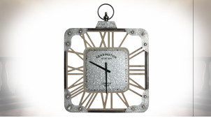 Reloj de estilo bolsillo de cristal y metal, acabado efecto industrial, 81 cm