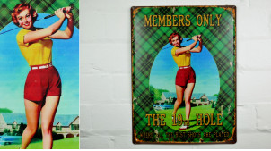 Placa de pared de metal, estilo country-club retro vintage con jugadora de golf, 40cm
