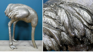 Estatua de avestruz con la cabeza en el suelo, en resina con acabado envejecido brillante, 45cm