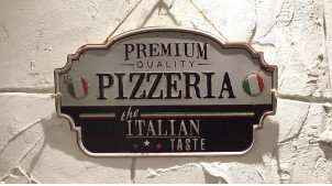 Placa de pared de metal letrero de pizzería de estilo antiguo, acabado vintage, 40 cm
