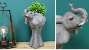 Macetero de resina con forma de elefante con acabado realista, 35cm