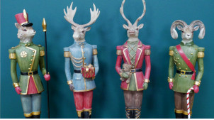 Serie de 4 estatuillas decorativas de resina, formas de animales disfrazados, ambiente chic inusual, 37 cm