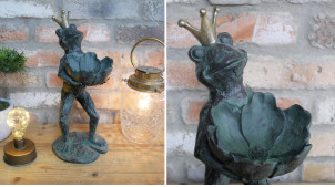 Estatuilla Príncipe Rana en resina efecto metal envejecido, acabado bronce envejecido, 39cm