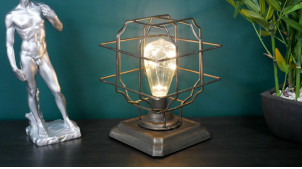 Lámpara auxiliar de metal oxidado, bombilla LED a pilas, ambiente industrial, 24cm