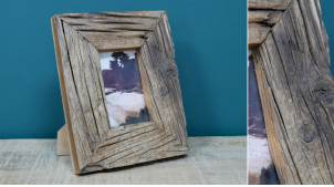 Marco de fotos de pared o de mesa, de estilo rústico hecho de madera recuperada de ferrocarril, 26cm