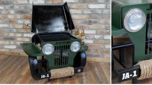 Barbacoa metálica versión frontal de Jeep, con rejilla y cajón para cenizas, original ambiente peculiar, 88cm