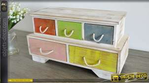Mueble de almacenamiento multicolor de estilo retro de 6 gavetas