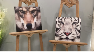 Serie de 2 lienzos con estampado de lobo y tigre, ambientación animal y aspecto salvaje, 40cm