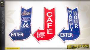 Flechas de decoración de pared retro Route 66, Surf Spot y Happy Hour