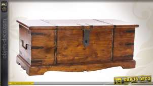Gran baúl de estilo rústico hecho de madera Sheesham maciza (30 kg)