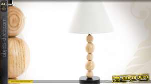Lámpara de mesa con pie decorado con bolas de madera 51 cm