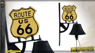 Campana de hierro fundido Route 66 yellow