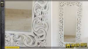 Romántico espejo barroco blanqueado de madera 175 cm